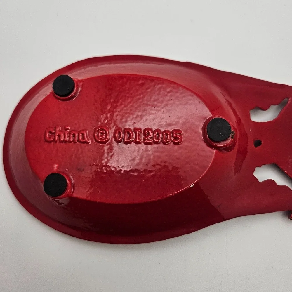 Vintage Red Enameled Cast Iron Rooster Chicken Spoon Rest Wall‎ Hanger